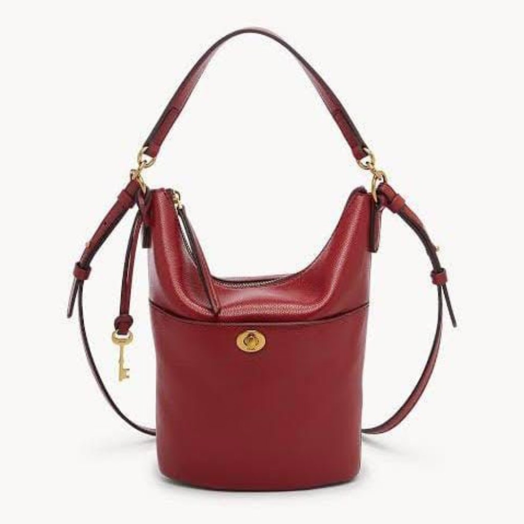 Fossil Talulla Red Velvet Brandy Leather Nwt $230 Crossbody Hobo Bag